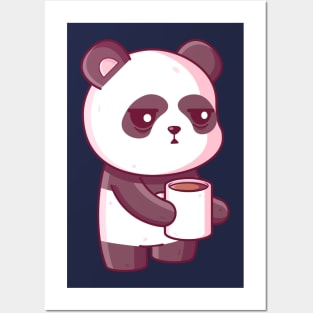 Cute panda drinking coffee Posters and Art